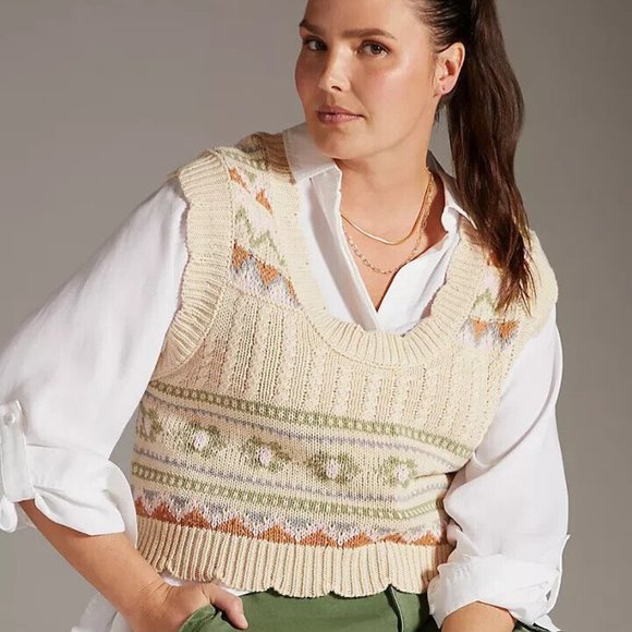 Anthropologie Scalloped Sleeveless Vest new with tag LP PL petite - Picture 4 of 9